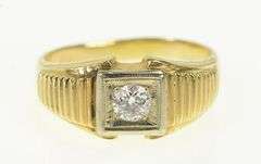 14K Yellow Gold 0.50 Ct Old European Cut Men's Diamond Ring