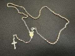 Sterling Silver Bead Chain Gold & Rose Gold Plating Crucifix Rosary Necklace Catholic Jewelry