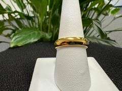 Men's Tungsten Carbide Thin Gold Color Tone Band Wedding Band Comfort Fit Ring Size 8