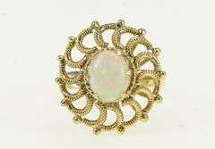 10K Yellow Gold 1950's Natural Opal Swirl Spiral Cocktail Ring