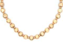 Polished and Brushed Finish Beaded Ball Necklace in 14K
