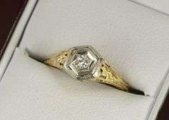 14K Yellow Gold Art Deco Filigree Ornate Promise Ring