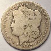 1882-CC Morgan Silver Dollar, Circulated, Damaged.