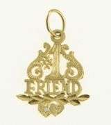 14K Yellow Gold #1 Number One Best Friend Friendship Charm/Pendant