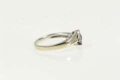 10K White Gold Cushion Faceted Amethyst Diamond Bypass Ring