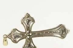 14K White Gold Diamond Elaborate Cross Christian Pendant