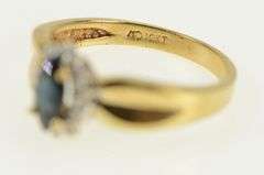 10K Yellow Gold Marquise Sapphire Diamond Halo Vintage Ring