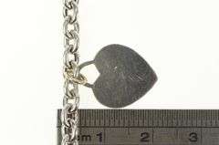 14K White Gold Cable Link Heart Charm Love Symbol Chain Bracelet