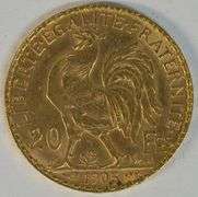 Choice BU 1903 France 20 Francs Gold 'Rooster' coin