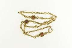 14K Yellow Gold Victorian Ornate Garnet Elaborate Chain Necklace