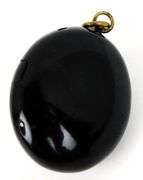 Victorian Vulcanite Mourning Locket with Hair