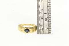 14K Yellow Gold Men's Sapphire Diamond Wedding Ring