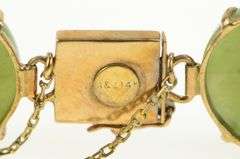 14K Yellow Gold Jade Chinese Symbol Happiness Fortune Bracelet