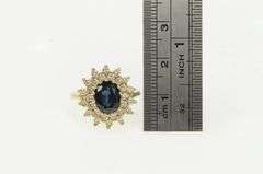 14K Yellow Gold 2.80 Ctw Sapphire Diamond Halo Engagement Ring