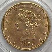 Ten Dollar Gold 1893 Liberty Coin