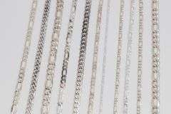 Sterling Silver - Italy Stamped - Curb / Figaro Mixed Lot - 11 Chains - 4.7mm to 10mm Wide - Mixed L