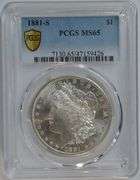 Stunning blazing Gem BU 1881-S Morgan Silver Dollar. PCGS MS65