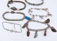 Group lot of vintage 925 sterling silver bracelets