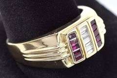 Handsome 14K Yellow Gold Ruby and Diamond Gemstone Ring