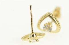 14K Yellow Gold Vintage Heart CZ Love Symbol Stud Earrings