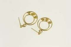 14K Yellow Gold Textured Nugget Circle Round Dangle Earrings
