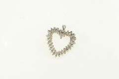 14K White Gold 0.78 Ctw Diamond Vintage Heart Love Pendant