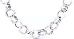 14kt White gold triple circle link chain necklace