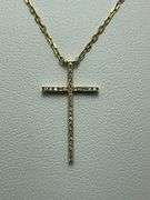 BRAND NEW 14K YELLOW GOLD DIAMOND CROSS NECKLACE