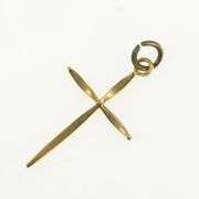 14K Yellow Gold Curved Christian Faith Symbol Classic Charm/Pendant