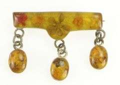 Sterling Silver Artisanal Floral Resin Fringe Flower Bar Pin/Brooch