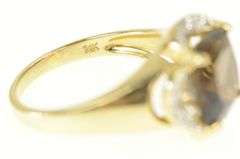 14K Yellow Gold Cushion Smoky Quartz Scalloped Statement Ring