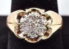 Handsome 14K Yellow Gold Diamond Men's Ring