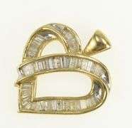 10K Yellow Gold 1.75 Ctw Baguette Diamond Heart Love Pendant