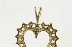 10K Yellow Gold Heart Love Symbol Diamond Classic Vintage Pendant