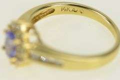 14K Yellow Gold Tanzanite Diamond Halo Engagement Ring