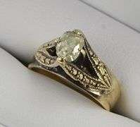 14K Yellow Gold 0.60 Ct Old Mine Cut Diamond Engagement Ring