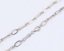 14kt White gold paper clip and oval link chain necklace