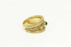 14K Yellow Gold Black Onyx Etruscan Revival Elaborate Vintage Ring