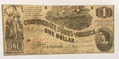$1 June 2 1862 Confererate States Note