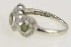 14K White Gold 1.30 Ctw Green White Diamond Halo Engagement Ring