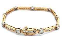 4.75ctw Diamond Bezel and Channel Set Station Bracelet in 14K