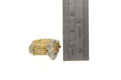 14K Yellow Gold Victorian Rose Cut Diamond Belt Buckle Ring