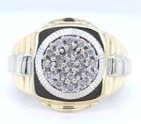 10kt Yellow gold approximate 0.35ctw diamond cluster Rolex style gent's ring