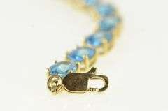 14K Yellow Gold Oval Blue Topaz Vintage Statement Bracelet