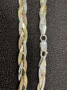 Sterling Silver Tri Colored Braided Herringbone Necklace 5mm 925 Italy Chain 16"