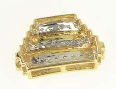 14K Yellow Gold Squared Staggered Diamond Line Slide Pendant