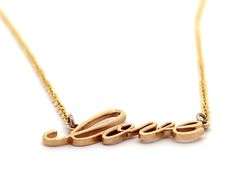 Polished “Love” Script Pendant Necklace in 14K yellow gold