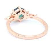 10kt Lab grown Alexandrite, Moonstone and diamond accent ring