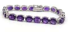 925 Sterling silver oval amethyst link bracelet