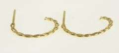 14K Yellow Gold 15.7mm Twist Pattern 3/4 Hoop Earrings